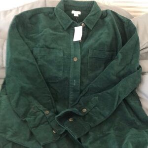 J Crew Corduroy Shirt Jacket size dark green Small brand new